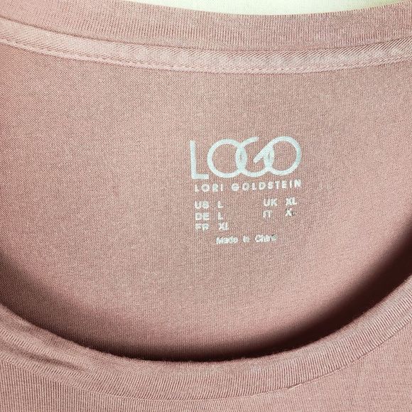 LOGO Lori Goldstein tie-dye peplum tunic top Large - Picture 3 of 6